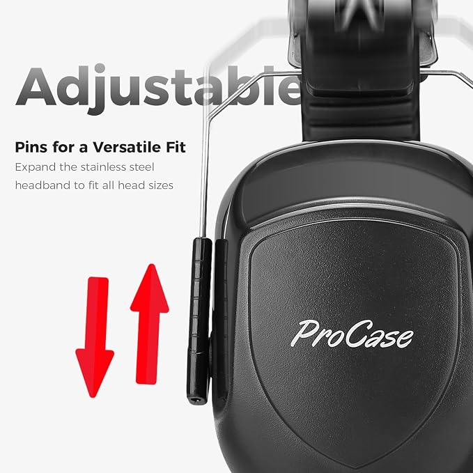 ProCase NRR 28dB Noise Reduction Ear Muffs, Foldable Adjustable Passive Noise Cancelling Headphones for Adults Kids Autism, Hearing Protection for Shooting, Construction, Mowing, Studying -Green