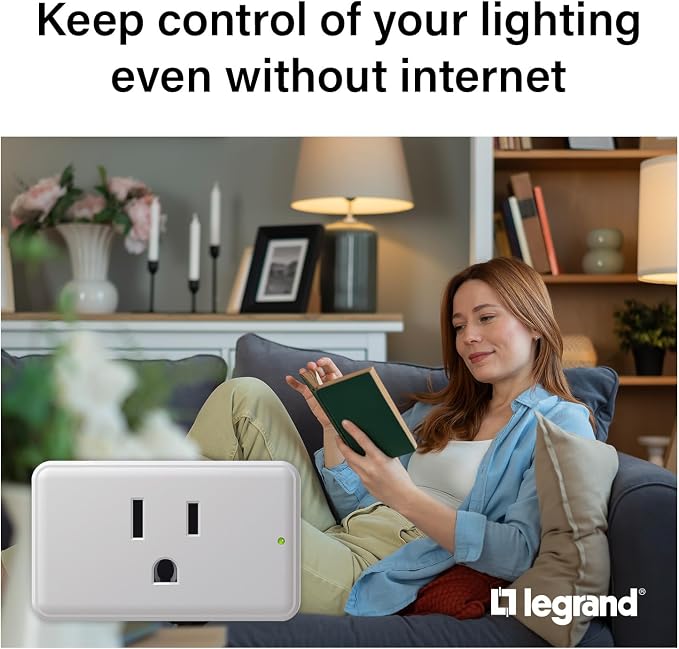 Legrand Radiant® Wi-Fi Matter Smart Plug Matter Hub Required 15A, Easy Setup, Enhanced Compatibility with Apple HomeKit, Google Home, Alexa & SmartThings, Easy Wi-Fi Connectivity w/ Matter (2 Pack)