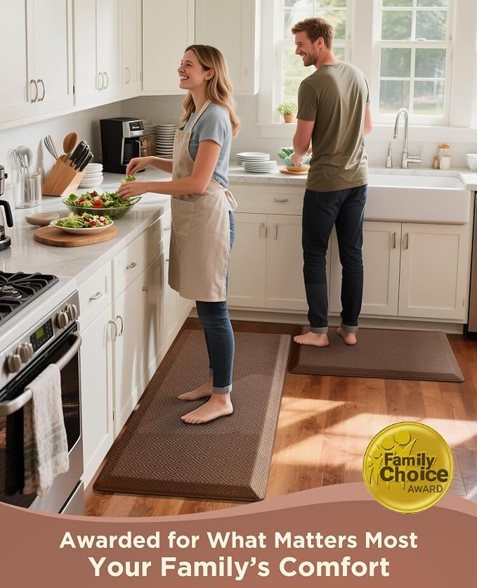Ophanie Kitchen Mats for Floor,3/4 inch Thick,20x32 Anti Fatigue Cushioned Mat with 99+ Pairs of Anti-Slip Bottom Ridges,Kitchen Rugs,Waterproof,Comfort Ergonomic Standing Mat for Office,Home,Sink