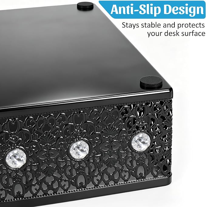 Desk Paper Tray Organizer, Metal Mesh Storage Basket for Office Home | Desktop Decorate Trays Organizing, Large Storage Basket for Office Supplies Mail File Print A4 Paper, Black, Pattern 2#