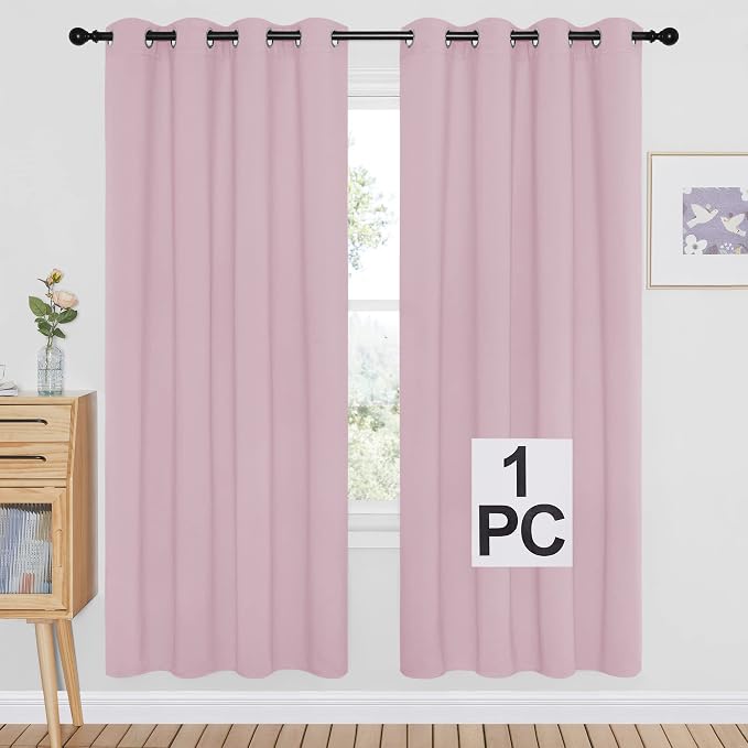 NICETOWN Bedroom Curtain Room Darkening Drapery - Home Fashion Microfiber Thermal Insulated Solid Grommet Room Darkening Curtain for Kitchen (Lavender Pink, 1 Panel, 52 inches Wide by 72 inches Long)