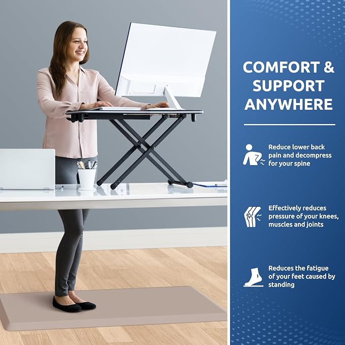 KitchenClouds Kitchen Mat Cushioned Anti Fatigue Kitchen Rug Non Slip Standing Mat Comfort Floor Mats for Sink Office (17.3"x39"- 0.8inch,Khaki) | Water-Resistant, Non-Slip, Easy to Clean Comfort Floor Mat for Kitchen, Sink & Office, Multiple Colors & ...