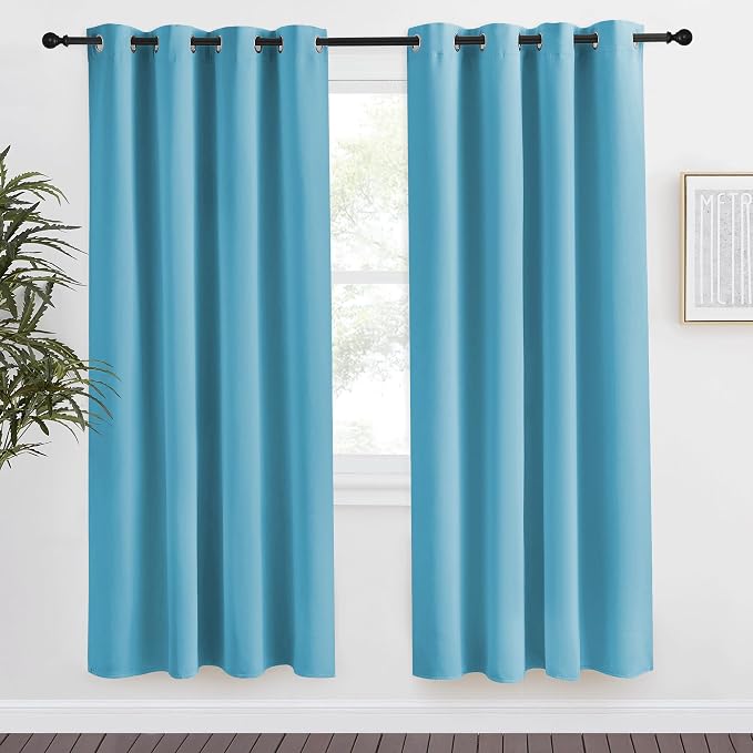 NICETOWN Teal Blue Blackout Curtain 78 inch Long, W55 x L78, 1 Panel, Thermal Insulated Window Treatment with Grommet Room Darkening Thermal Insulated Panel for Bedroom/Living Room