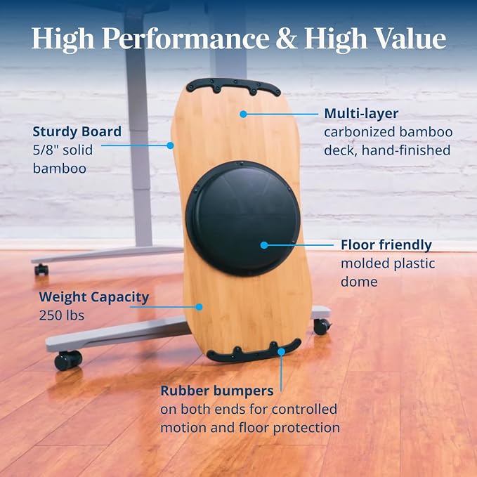 UPLIFT DESK Motion-X Balance Board - 27" Ergonomic Wobble Board for Standing Desks, Anti-Fatigue Support for Core Engagement & Stability