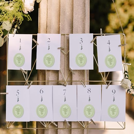 UNIQOOO Wax Seal Stickers - Vintage Photo Frame Floral Bouquet Wedding Invitation Envelope Seal Stickers, 50 Pcs Self-Adhesive Sage Green Stickers, Perfect for Invitation, Gift Wrapping, Party
