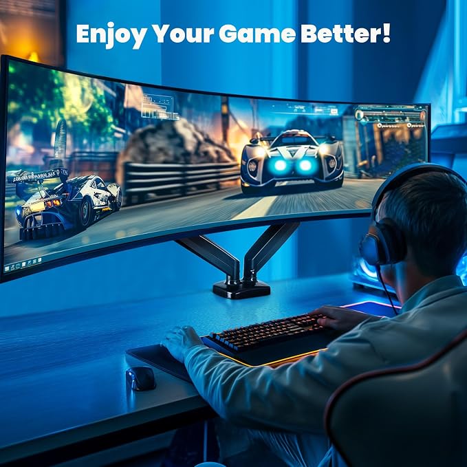 OLIXIS Dual Monitor Mount for Desk, Gas Spring Monitor Arm for 2 Monitors Max 32 Inches, Fully Adjustable Double VESA Mount with C-Clamp/Grommet Base, Holds Screen 17.6 lbs