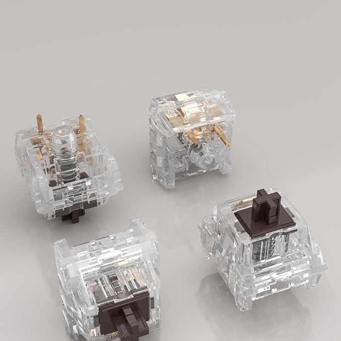 Zhouwang Crystal Brown Switches, 3-Pin Pre-Lubricated Tactile Switches, Dustproof and Waterproof for Mechanical Keyboards. ((36Pcs)