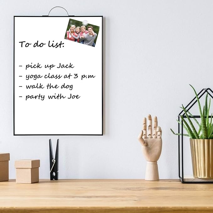 TSJ OFFICE Small White Board - 16" X 12" Portable Black Aluminum Framed Whiteboard, Magnetic Dry Erase Board with a Handle, to Do List Notepad for Office, Home, School