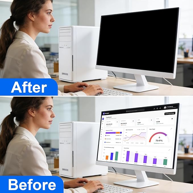 [2-Pack] Privacy Screen For Computer Monitor, 28-Inch 16:9 Aspect Ratio; Anti Spy/Bule Light/Glare And Eye Protection, 2 Install Ways Removable For Office, Airport, Cafe And Other Public Area; Diagonal 28 Inches, Width 24.4 Inches, Height 13.73 Inches