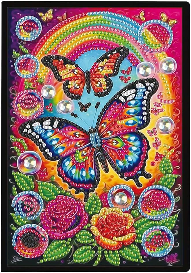 FRANDEK A5 50-Page DIY Butterfly Diamond Art Painting Notebook with Beautiful Patterns, Special Shaped Diamond Art Craft for Beginners Adults Gift
