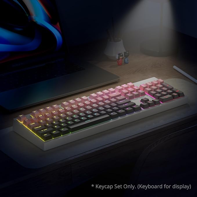 Guffercty kred 135 Key Gradient Keyboard Keycap Set Backlit, OEM Profile-PBT Material-Translucent Characters Compatible with MX Switches(Rosabean)