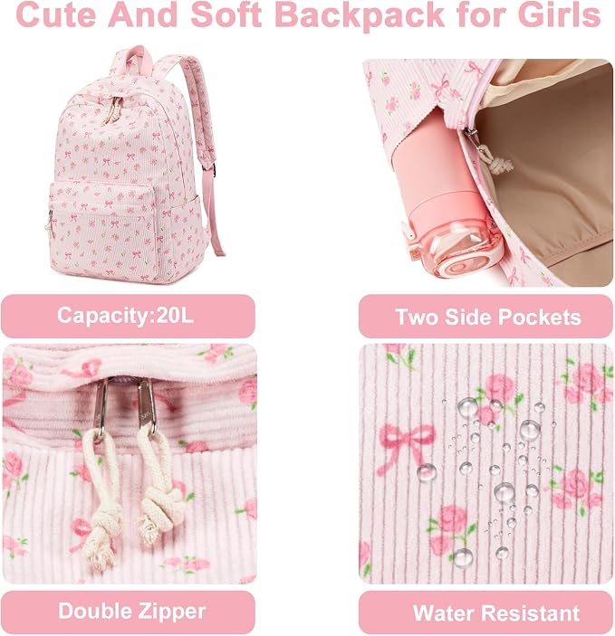 BTOOP School Backpacks for Teen Girls Bookbags Lightweight Kids Backpack School Bags Set with Lunch Box Pencil Case