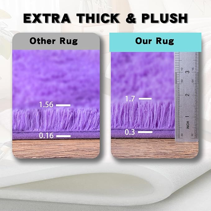 8x10 Area Rugs for Living Room, Purple Fluffy Shaggy Rug Soft Carpets, Big Rugs for Bedroom Nursery Kids Room Dorm Home Decor Aesthetic