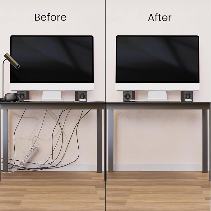 EVEO Cable Management Under Desk Kit (12 Units)- Under Desk Cable Management Cord Cover, Cable Hider Cord Management Under Desk Cable Organizer Cord Organizer Tray - 96''J Channel 12X16 - White