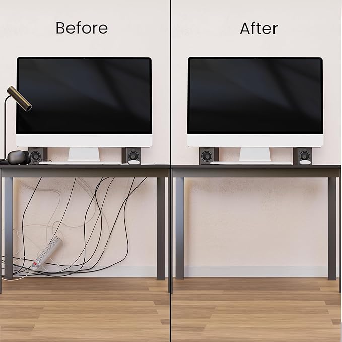 EVEO Cable Management 96'' J Channel- 6 Pack Cord Cover- Cable Raceway- Cable Management Under Desk with Adhesive Stripe Built-in 6 X 16in- Easy to Install Desk Cord Organizer- Cable Raceway, White