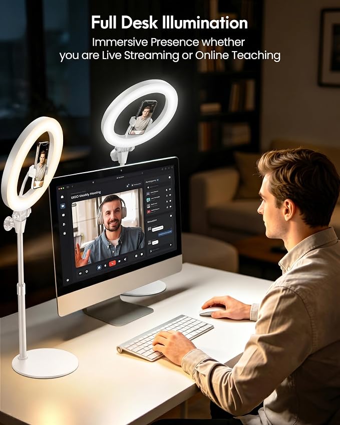 Ring Light with Stand, Zoom Lighting for Computer Video Conference, Video Calls, Home Office, Lighting for Video Recording