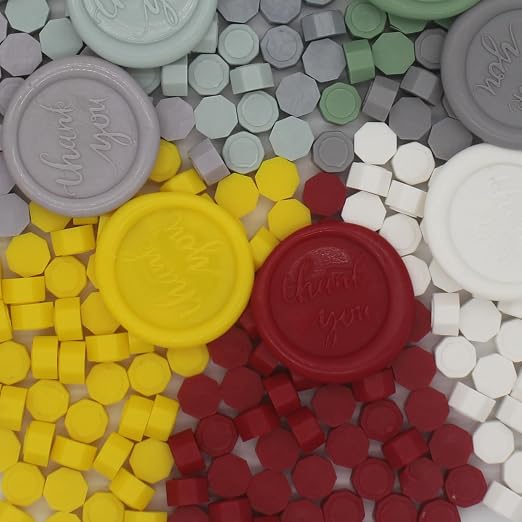250pcs Wax Seal Beads Yellow, Andotopee Premium Sealing Wax Beads for Stamp Seals, Octagon Seal Stamp Pellets Refill Pack for Wedding Invitation, Letter Envelope, Scrapbook DIY Crafts (Yellow)