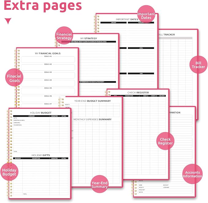 Budget Planner - Monthly Budget Book with Expense Tracker Notebook, Undated Bill Organizer & Finance Planner to Take Control of Your Money, Account Book to Manage Your Finances-Berry Pink