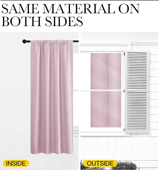 NICETOWN RV Blackout Curtains for Camper Windows, Baby Pink, 29" Wide by 40" Long, 2 PCs, Short Blackout Curtains & Drapes, Thermal Insulated Blackout Curtain Panels for Kids Room, Play Room