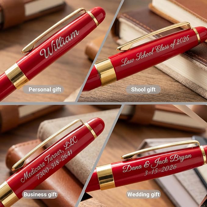 Ancolo Personalized Business Ballpoint Pens-Medium Point Nib - Quality Pens Metal Body no plastic, Engraving With Your Name/Message Corporate Executive Gift for any occations