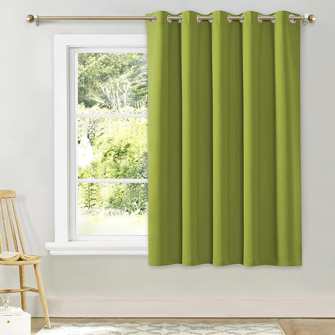 NICETOWN Bedroom Window Blackout Curtain Panel, Fresh Green, 1 Panel, 70 x 63 inch, Thermal Insulated Blackout Drape/Drapery for Loft, Guestroom