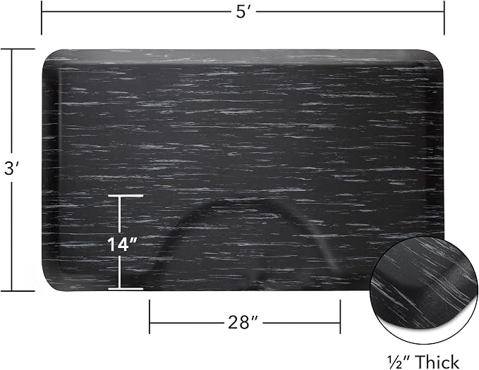 Saloniture 3 ft. x 5 ft. Salon & Barber Shop Chair Anti-Fatigue Floor Mat - Marble Rectangle - 1/2 in. Thick