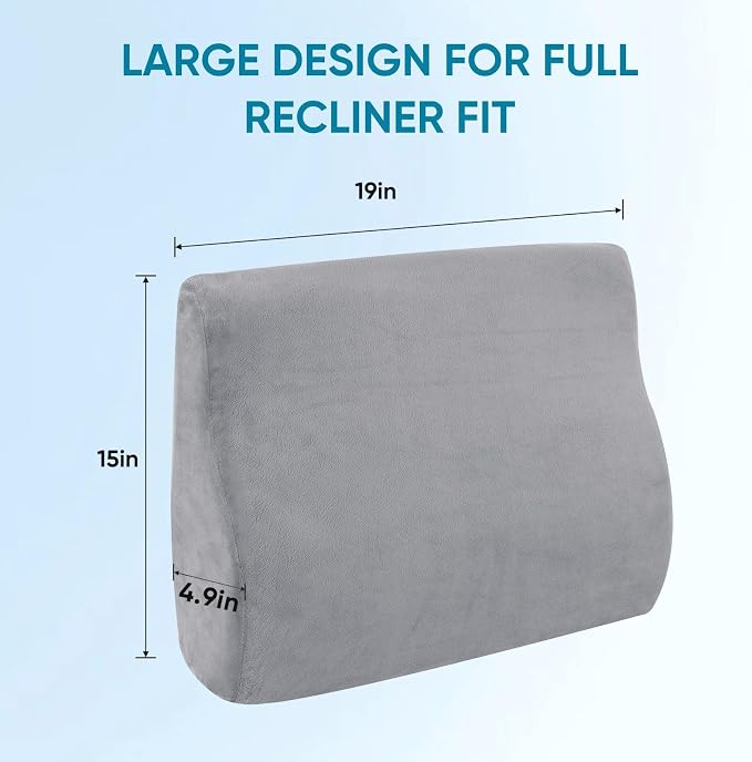 Lumbar Support Pillow for Recliner, Ergonomic Back Support Pillow | Dual-Layer Memory Foam, Soft Velvet Cover, Lower Back Pain Relief, Couch Back Cushions for Recliner, Sofa & Gaming Chair