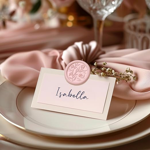 UNIQOOO Wax Seal Stickers - 3D Floral Wedding Invitation Envelope Seal Sticker, 50 Pcs Self- Adhesive Flower Blush Pink Stickers, Perfect for Invitation, Christmas, Gift Wrapping