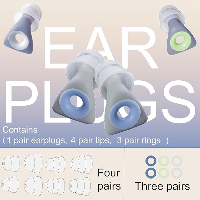 Elate Silicone Ear Plugs for Sleeping, 27dB Noise Reduction Reusable Earplugs, Soft Comfortable Ear Plugs for Snoring, Travel, Study, Concert, Swimming with Case - Grey