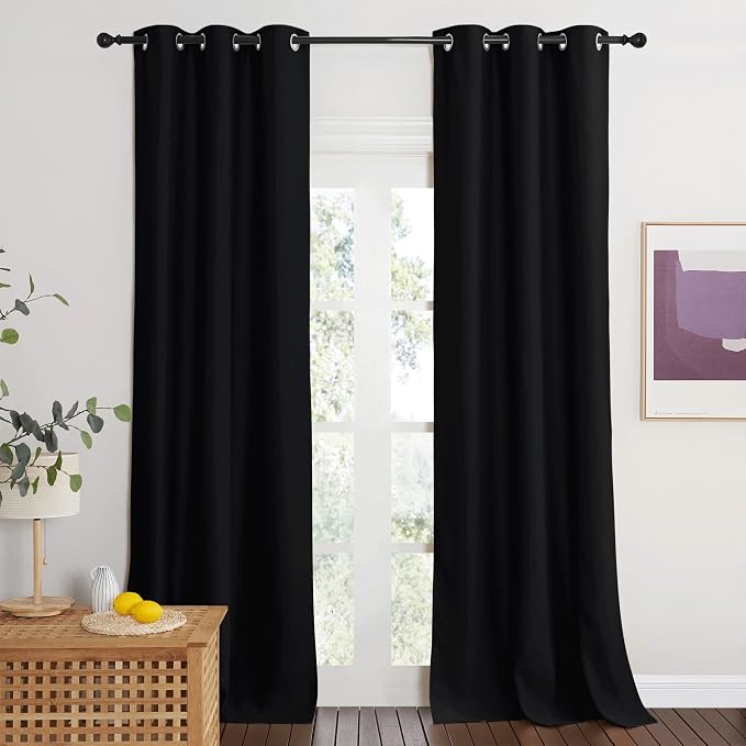 NICETOWN Door Curtain for Doorway Privacy, Curtains 95 Inch Length, Room Divider Curtain Cover, Blackout Doorway Drape Temporary Insulated Closet Drape for Bedroom, Black, 42" Wide, 1 Panel