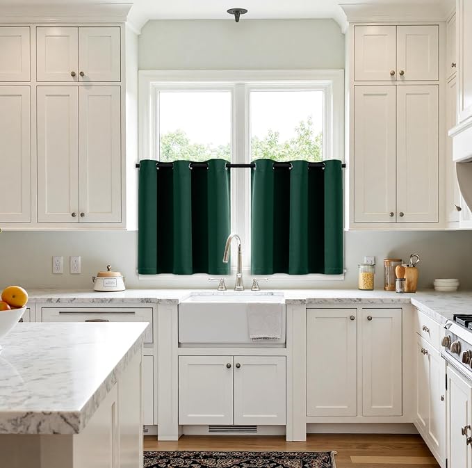 MIULEE Blackout Curtains for Bedroom Living Room 2 Panels, Thermal Insulated Room Darkening Drapes Grommet Noise Reducing Light Blocking Window Treatments 36 Inches Long 40x36 Inch Hunter Green