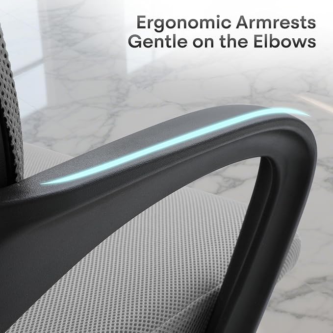 Ergonomic Mesh Office Chair, Heavy Duty 330 Lb Capacity 1 Pack, Light Grey | Mid-Back Desk Chair, Rolling Wheel, Breathable Mesh Backrest & Lumbar Support, Adjustable Height, Sponge Seat for Home Office