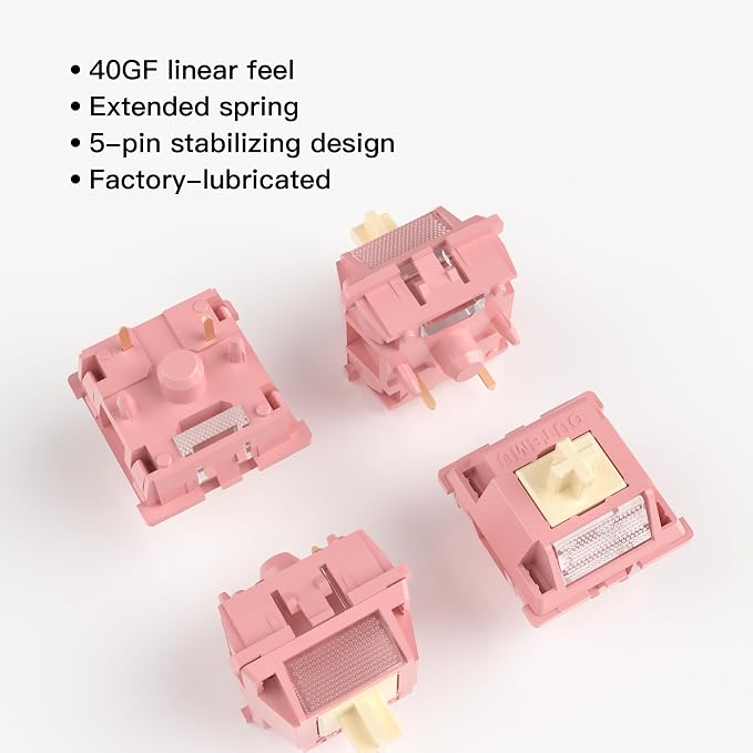 Outemu Red Bean Creamy Pro Keyboard Switch with Diffuser for Mechanical Gaming Keyboard,5-Pin 40gf Linear Pre-Lubed Switches(72Pcs)