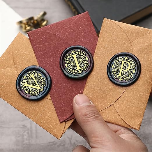 Flower Initial Alphabet N Wax Seal Stamp & Eucalyptus Love Sealing Stamp with Wax Stamp Brass Head Ideal for Wedding Invitations Gift Wrapping Christmas (Floral N)