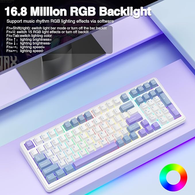 Aula F99 Wireless Mechanical Keyboard,Tri-Mode BT5.0/2.4GHz/USB-C Hot Swappable Custom Keyboard,RGB Backlit Gaming Keyboard for PC/Tablet/Xbox/PS4/PS5 (Renewed)