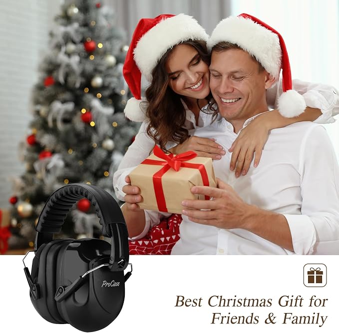 ProCase NRR 28dB Noise Reduction Ear Muffs, Foldable Adjustable Passive Noise Cancelling Headphones for Adults Kids Autism, Hearing Protection for Shooting, Construction, Mowing, Studying -Black