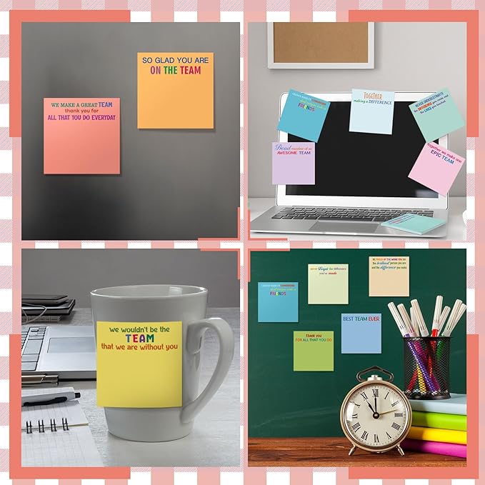 Yinder 24 Pcs Inspirational Sticky Notes Thank You Gift Motivational Sticky Note Pad Employee Appreciation Gift Bulk for Staff Coworker Teacher Nurse Office Groups 3 x 3'' (Thank You,Elegant)