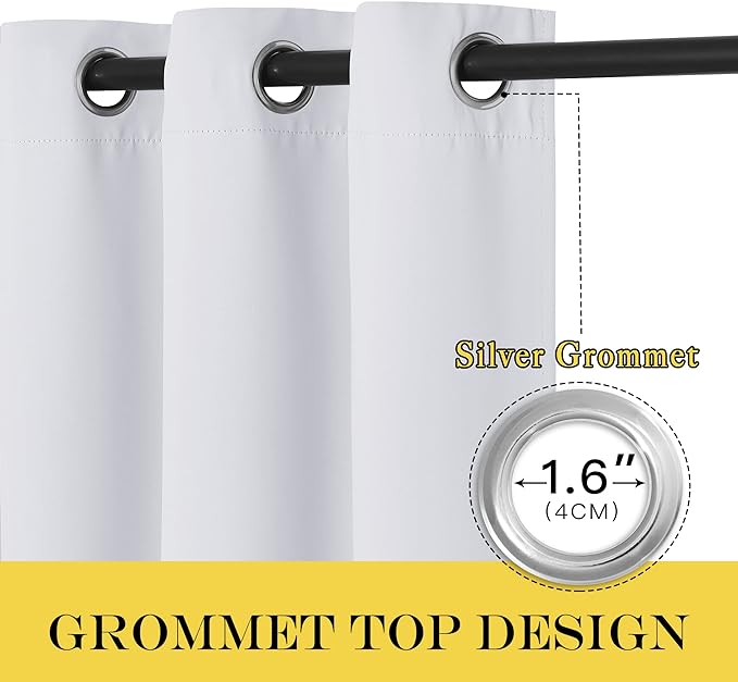 NICETOWN Room Darkening Greyish White Curtain for Bedroom - Grommet Privacy Light & Sound Reducing Window Treatment Doorway Curtain & Drape for Living Room (1 Panel, W52 x L78)