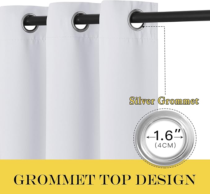 NICETOWN Patio Door Curtain for Living Room, Grommet Sound Reducing Room Divider Privacy Window Treatment for Bedroom, Greyish White, 1 Panel, W100 x L102