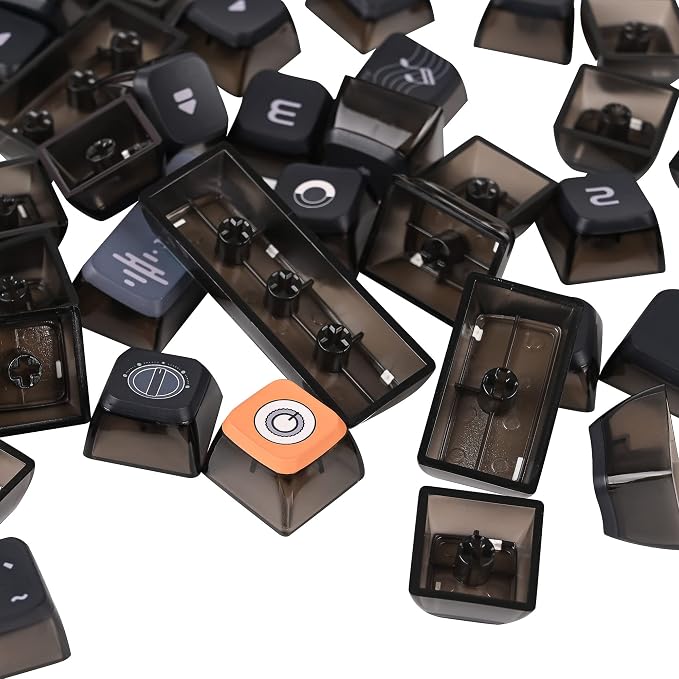 Fogruaden Pudding Keycaps 60 Percent, 118 Dye-Sublimation Keycaps Set, ASA Profile Custom Keycap Mechanical Keyboard(Grey Sound)