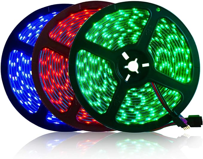 5M Black PCB 5050 RGB LED Strip Waterproof IP65 300 SMD Black PCB Board DC 12V Flexible Light