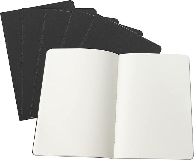 TWONE 6 Pack Notebooks Journal - 60 Blank Page/30 Sheets, Premium Thick Paper Soft Cover Journal for Travel, Office, Work, Office, Home, School, Business Writing, 5.5” x 8.25” (Black)