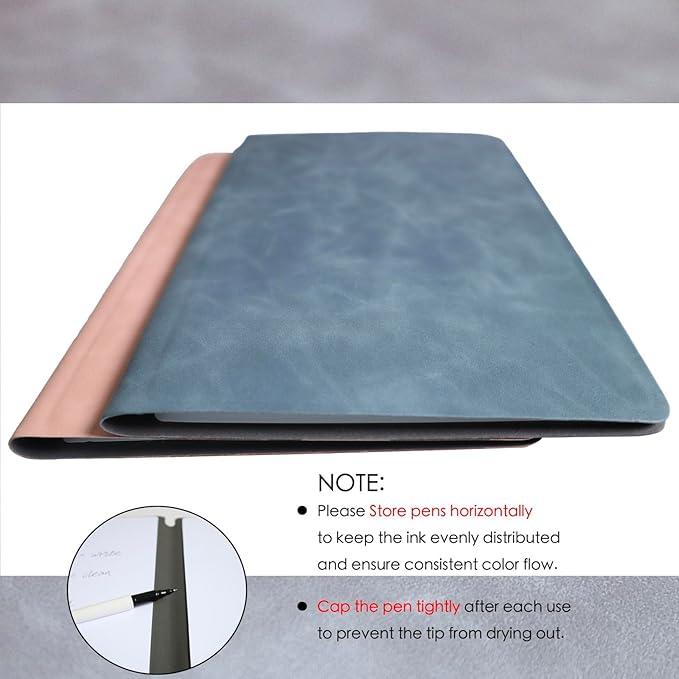 Portable Small Dry Erase Board Whiteboard Notebook Handheld, Reusable White Board Dry Erase Notebook for Desk, At Home Office Study Essentials-9.5" x 6.6" (Blue)