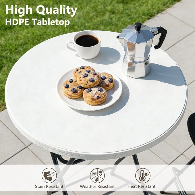 Folding Table 2 Pack, 32 Inch Foldable Cocktail Bar, High Top Round Folding Bar Tables No Assembly, Portable Bistro & Commercial Event Furniture for Wedding, Banquet, Party, Indoor Outdoor Use
