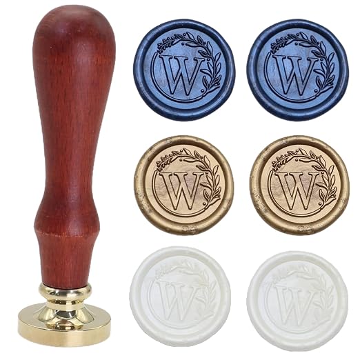 732 Pcs Sealing Wax Stamp Kit with Electric Wax Seal Warmer, Initial Alphabet W Seal Stamp, Assorted Color Waxseal Beads, Spoon, Letter Sealingwax Stamp Kit (W)