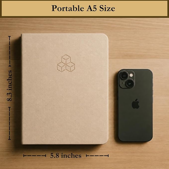 Time Blocking and ADHD Planner by Refine Days. 180 Undated Pages, To Do List, Hourly Schedule, Daily and Monthly Agenda. Time Management & Productivity Notebook. A5 (Beige)