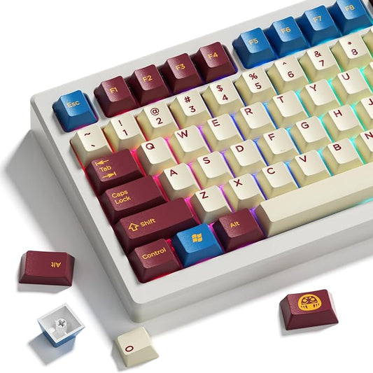 Cherry Profile PBT Keycaps 135 Keys Japanese Koi Shrine Theme, Dye-Sublimation Keycap Set for MX Switch Mechanical Keyboard, Fits 60% 65% 75% 80% 100% US Layout