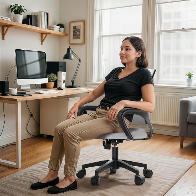 Ergonomic Mesh Office Chair, Heavy Duty 330 Lb Capacity 2 Pack, White | Mid-Back Desk Chair, Rolling Wheel, Breathable Mesh Backrest & Lumbar Support, Adjustable Height, Sponge Seat for Home Office