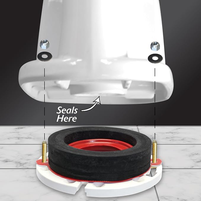 Korky 6000BP Universal Toilet WaxFree Seal with Hardware - Toilet Installation Made Easy - Made in USA , Red