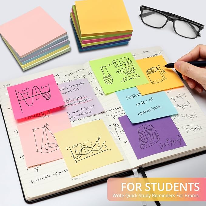Taja Sticky Notes, 36 Pads, 3x3 Inches Self-Stick Note Pads, Perfect for Office, Study, and Daily Life Organization - Bright